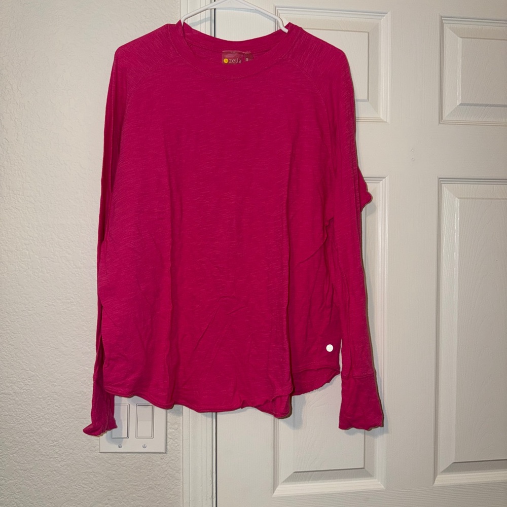 Zella Long Sleeve Crewneck Top in Bright Pink